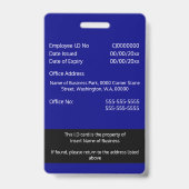 DIY Employee ID card navy zwart wit Badge (Achterkant)