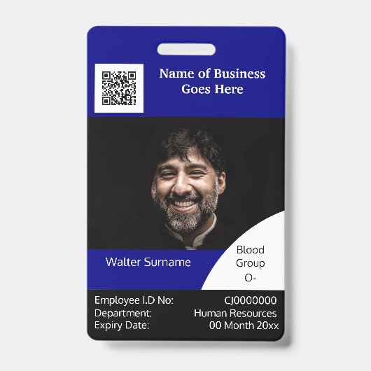 DIY Employee ID card navy zwart wit Badge (Voorkant)