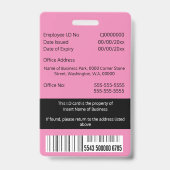 DIY Employee ID card roze zwarte witte sjabloon Badge (Achterkant)