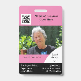 DIY Employee ID card roze zwarte witte sjabloon Badge