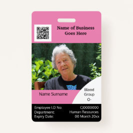 DIY Employee ID card roze zwarte witte sjabloon Badge