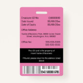 DIY Employee ID card roze zwarte witte sjabloon Badge (Achterkant)