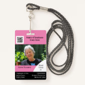 DIY Employee ID card roze zwarte witte sjabloon Badge (Voorkant met draagriem)
