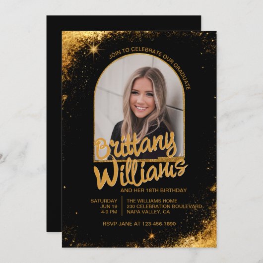 DIY Eye Catching Aangepaste foto Verjaardag Afstud Kaart (Voorkant / Achterkant)