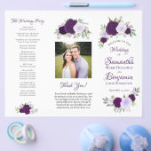 DIY Fold Paarse Boho Rozen Wedding Programma Flyer (Enkel)