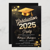 DIY Formal Dinner Afstuderen Zwart Goud Vuurwerk Kaart (Voorkant / Achterkant)