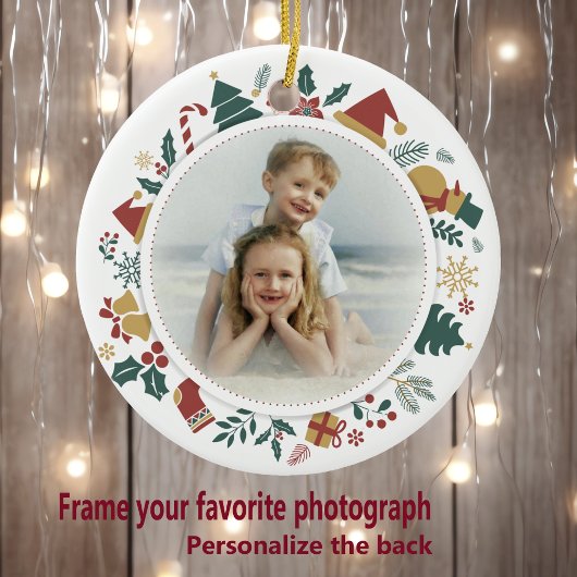 DIY Foto in Kerst Afbeeldingen Circle Border Keramisch Ornament