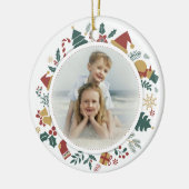 DIY Foto in Kerst Afbeeldingen Circle Border Keramisch Ornament (Links)