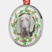 DIY Foto in Kerst Holly Border Pet Metalen Ornament (Links)