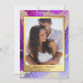 DIY Foto Paars Pink Gold Foil Weddenschap Save The Date (Achterkant)