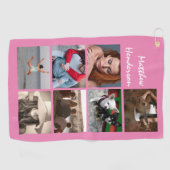 DIY-fotocollage met de naam moderne trendroze Golfhanddoek (Horizontaal)