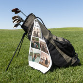 DIY-fotocollage met naam moderne trendy-vader Golfhanddoek (Groen)