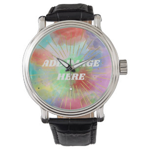 DIY Gepersonaliseerd kleurrijke zomer Waterverf wo Horloge