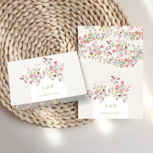 DIY Gevouwen lente bloemenboog plaats kaart