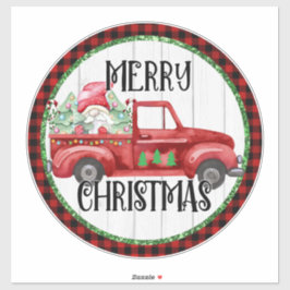 DIY Gnome kerst Red Truck Sticker