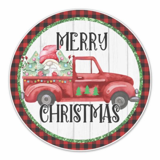 DIY Gnome kerst Red Truck Sticker (Voorkant)