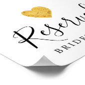 DIY Gold Foil Heart Weddenschap Gereserveerd Poster (Hoek)