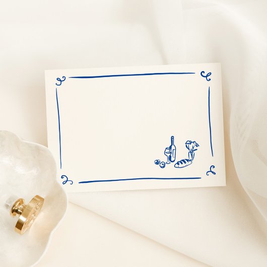DIY grillige hand getrokken Navy Blue Place Card Kaart