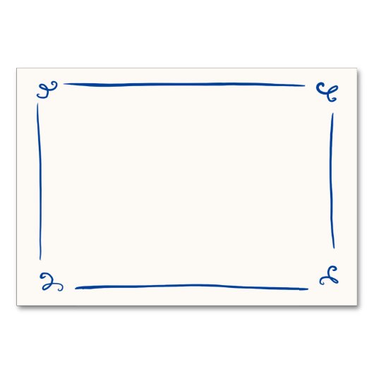 DIY grillige hand getrokken Navy Blue Place Card Kaart (Achterkant)
