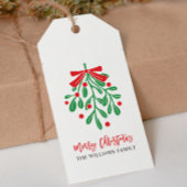 DIY GROEN ROOD MISTLETOE VROLIJK KERSTCADEAU LABEL
