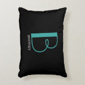 DIY groot monogram & naam, Blauwgroen/witte tekst, Accent Kussen (Voorkant(Verticaal))