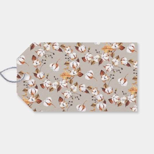 DIY herfstbladeren wit bloemig Vrijgezellenfeest Cadeaulabel (Achterkant Horizontaal)