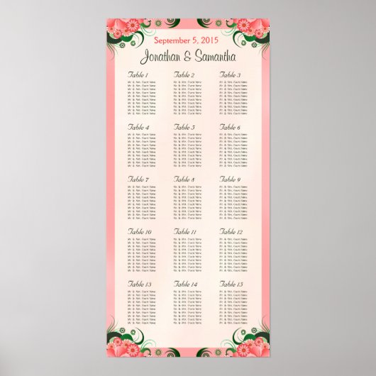 DIY Hibiscus Pink 15 Weddenschappen Zitkaarten Poster (Voorkant)