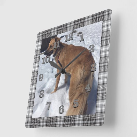 DIY-hondenfoto met grijs en zwart gelaagd lijst Vierkante Klok (Hoek)