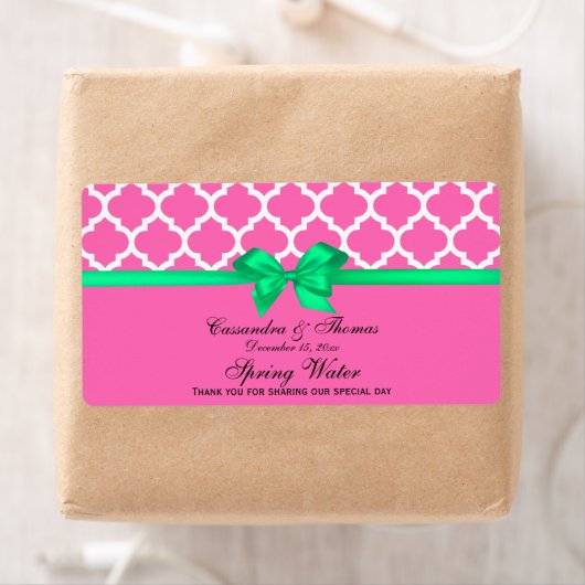 DIY Hot Pink White Moroccan Em Green Ribbon S Etiket (Insitu)