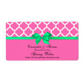 DIY Hot Pink White Moroccan Em Green Ribbon S Etiket (Voorkant)