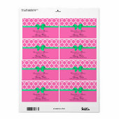 DIY Hot Pink White Moroccan Em Green Ribbon S Etiket (Full Sheet)