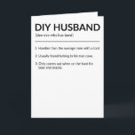 DIY Husband Funny Dictionary Style Definition Kaar Kaart<br><div class="desc">Stuur je DIY mad Husband deze grappige Dictionary Style Definition-kaart voor zijn verjaardag,  jubileum of wat je maar wilt. Het is zeker om te lachen.</div>