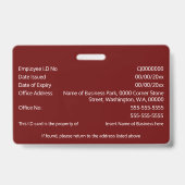 DIY ID-kaart faux Silver Maroon logo sjabloon Badge (Achterkant)