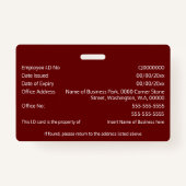 DIY ID-kaart faux Silver Maroon logo sjabloon Badge (Achterkant)