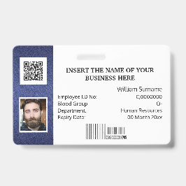 DIY ID-kaart klassiek, eenvoudig foto logo blauw w Badge