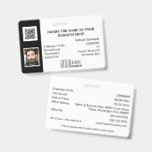 DIY ID-kaart klassiek, eenvoudig foto zwart wit lo Badge (Front & Back)