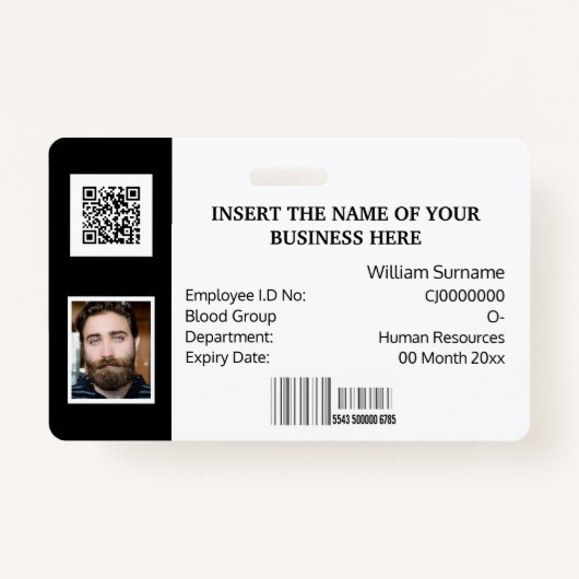 DIY ID-kaart klassiek, eenvoudig foto zwart wit lo Badge (Voorkant)