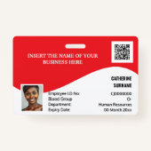DIY ID kaart rood wit moderne foto logo sjabloon Badge (Voorkant)