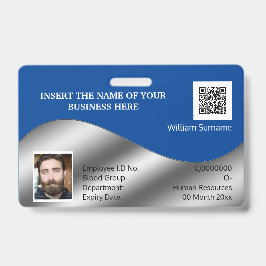 DIY-ID-kaart voor zilverblauw | sjabloon foto-logo Badge