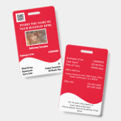 DIY-ID-kaart witte golf rood horizontaal Badge (Voor- en achterkant)