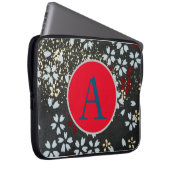 DIY INITIAAL JAPANESE ABSTRACTE FLORAL NEOPRENE BA LAPTOP SLEEVE (Voorkant Rechts)