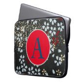DIY INITIAAL JAPANESE ABSTRACTE FLORAL NEOPRENE BA LAPTOP SLEEVE (Voorkant Links)
