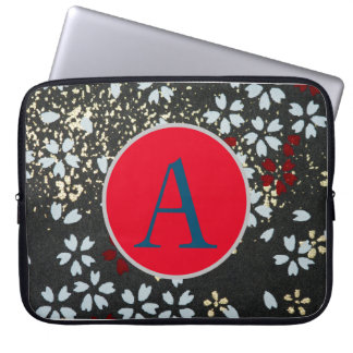 DIY INITIAAL JAPANESE ABSTRACTE FLORAL NEOPRENE BA LAPTOP SLEEVE