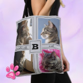 DIY-kattenfotocollage met quote grijze canvas tas