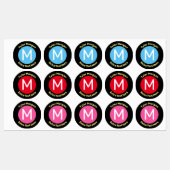 DIY Kindernaam & Monogram op Kleurrijke Cirkels Labels (Vel)