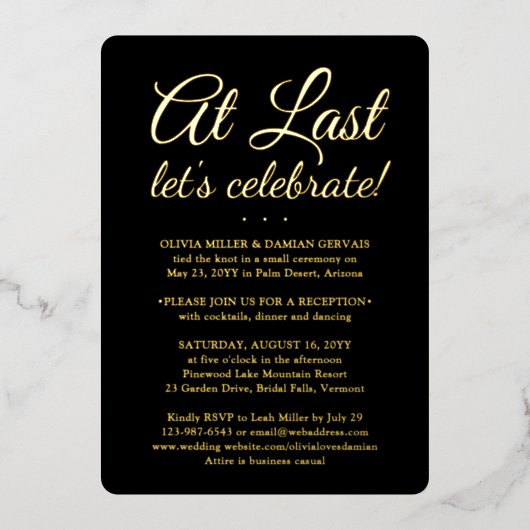 DIY kleur bij laatste bruiloft viering 1 foto Folie Uitnodiging (Voorkant)