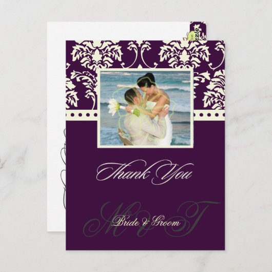 DIY Kleur/bruiloft Dank u Foto briefkaarten, Briefkaart (Voorkant / Achterkant)