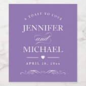 (DIY kleur) Een toast op liefde bruiloft gunst Wijn Etiket (Enkel label)