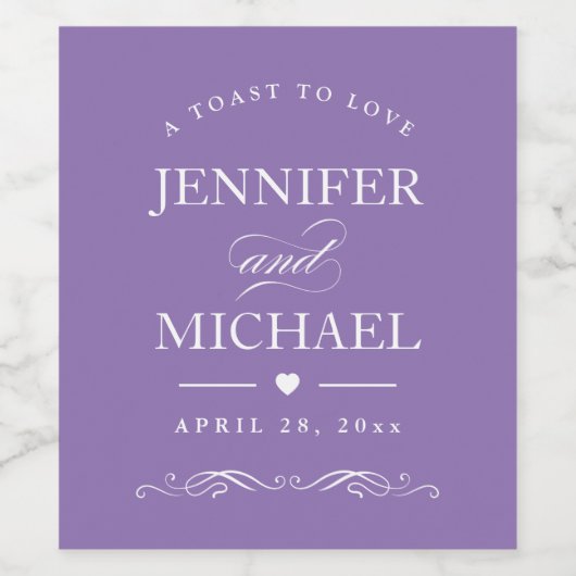 (DIY kleur) Een toast op liefde bruiloft gunst Wijn Etiket (Enkel label)