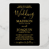 DIY Kleur Eenvoudige Foto en Modern Script Bruilof Folie Uitnodiging (Voorkant)